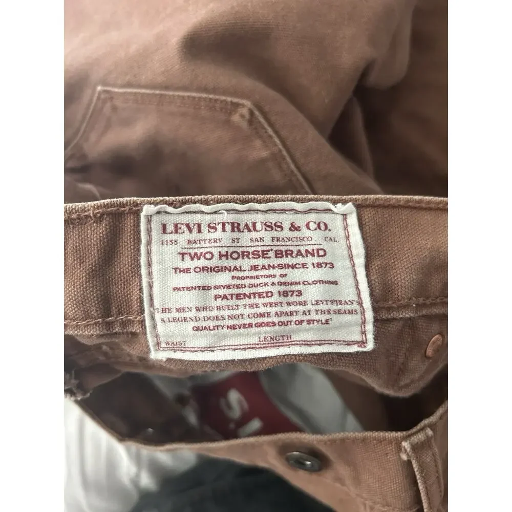 Levi’s Brown Duck Canvas Jeans Button Fly Cinch Buckle Back Relaxed Men’s 32x30
